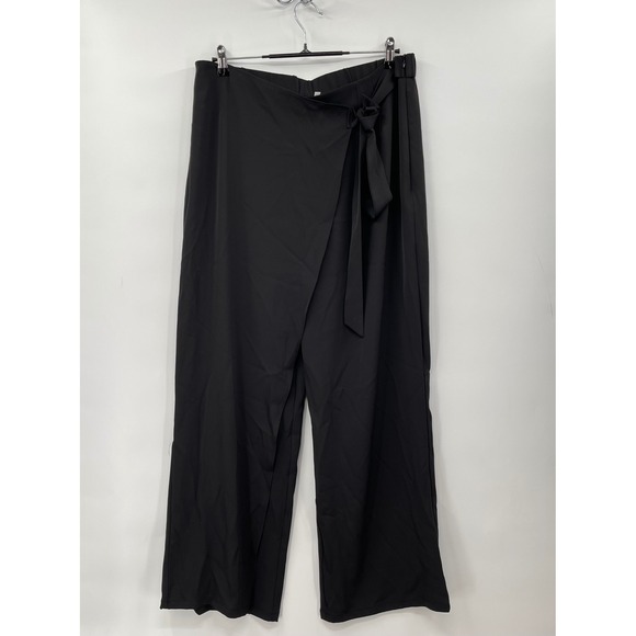 Halara Womens Wrap Wide Leg Pants, Casual High Waist Tie Front, Black XL - Picture 1 of 9